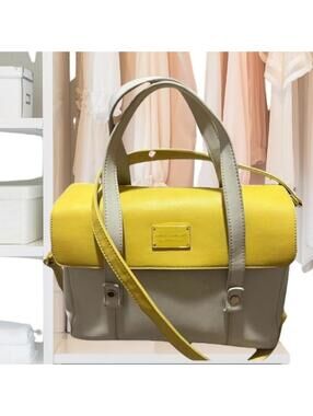 David Jones Paris Yellow and Cream Women's Bag